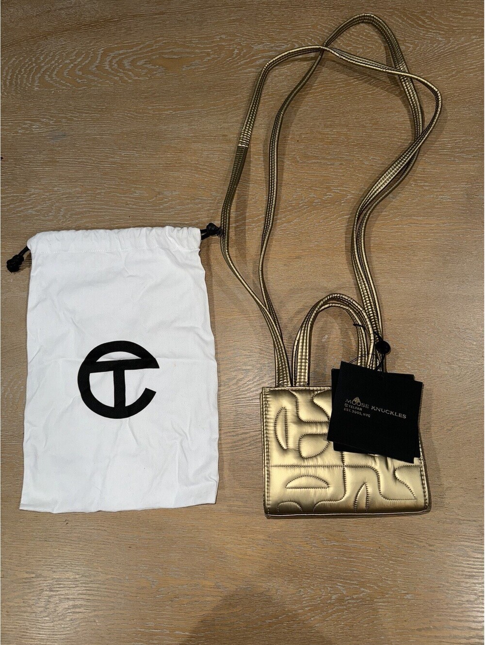 Telfar x Moose Knuckles Quilted Small Shopper Bag Gold NWT
